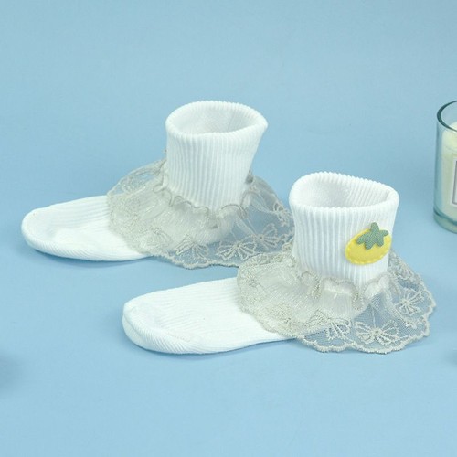 2 Pairs Baby Girls Kids Toddler Cotton Cozy Ruffle Lace Frilly Ankle Socks Party - Picture 17 of 17