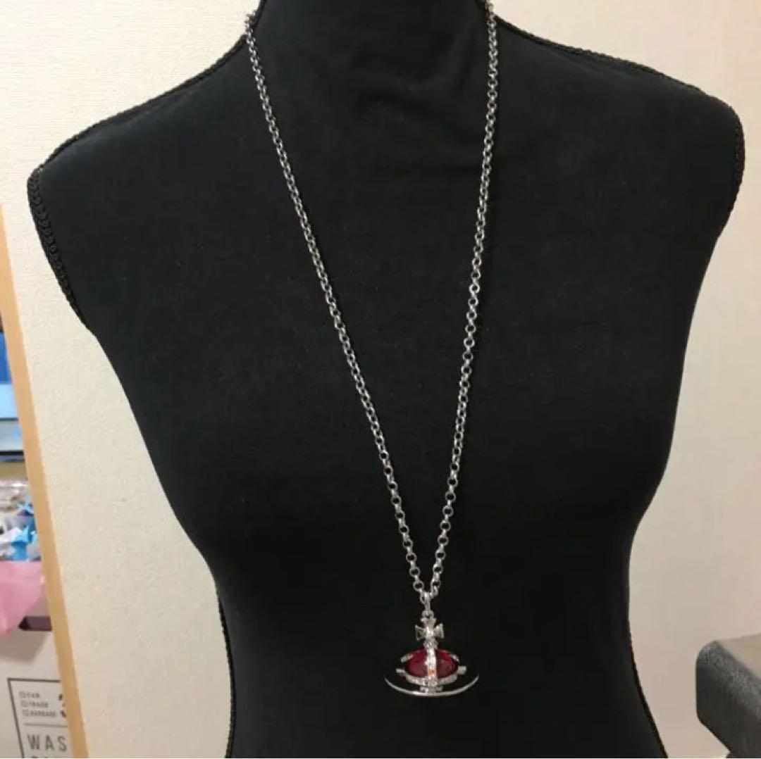 Vivienne Westwood Necklace Small Orb Silver x Red w Vivienne Westwood Necklace Small Orb Silver x Red w