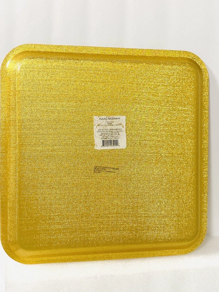 Prato de sobremesa aperitivo melamina ISAAC MIZRAHI quadrado ouro brilho 13"" - Imagem 2 de 4