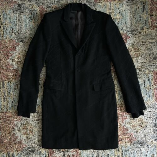 The Viridi-Anne AW10 marbled wool blend coat black grey mens size 3 US S M Japan - Afbeelding 1 van 16