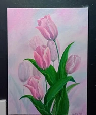 Art 12"/16" Original oil painting, Flowers, Floral Stretched Canvas 