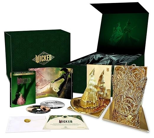 WICKED Exclusive Limited Giftset Gold Bookends 4K Blu-Ray & Digital **PRESALE
