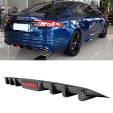 Carbon Style Rear Diffuser Bumper Spoiler Lip w/ Tail Light For Jaguar XF X250