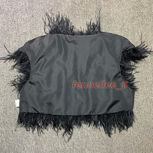 Womens 100% Real Ostrich Feather Fur Shawl Shrug Small Vest Wedding Party Bolero - Picture 9 of 32