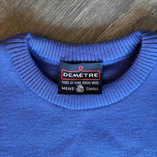 Demetre Sweater Blue Color Block Pullover 100% Wool Mens Small - Picture 3 of 7