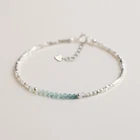 Green Tourmaline Sterling Silver Beaded Healing Protection Women Dainty Bracelet