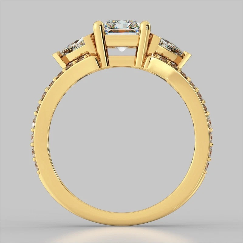 Anillo de aniversario de diamantes de corte radiante de 3,64 quilates de oro amarillo de 14 k talla 8 Foto 4 de 4