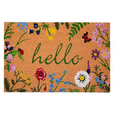 Floral Hello Doormat 24 X 36