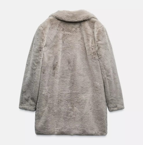 ZARA FAUX FUR COAT GREY LAPEL COLLAR NEW FW24/25 SIZE XS REF. 6318/246 - Picture 5 of 5