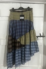 Ragged Priest Check Green/Brown/Blue Asymmetrical Skirt Size XS New With Tags