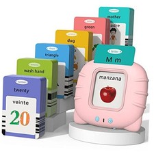 Spanish  English Talking Flash Cards 516-bilingual-pink New Abc 123 4 Songs 