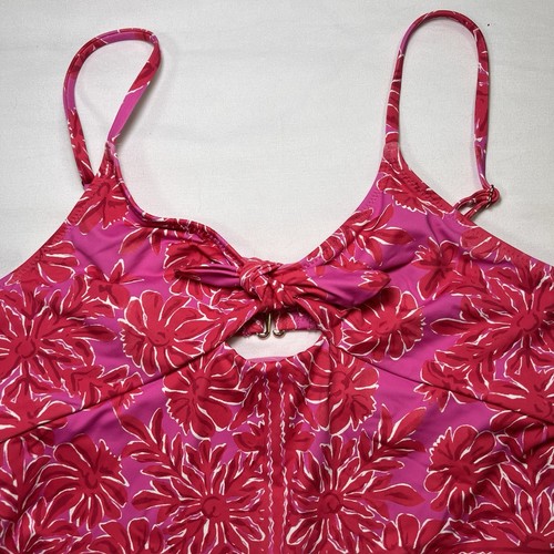 Vineyard Vines Swimsuit Girls Size XL (16) Pink Scarf Print Tie One-Piece Bow - Picture 2 of 15