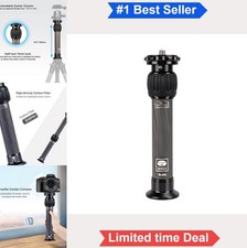 Carbon Fiber Tripod Extension Pole 2 Section Center Column 1/4 to 3/8 Screw