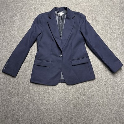 Pendleton Blazer Jacket Womens 4 Petite 4P Navy 100% Virgin Wool Classic