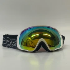 Bolle Ski Snowboard Goggles Spherical Polarized Mirrored Adjustable WHITE FRAME