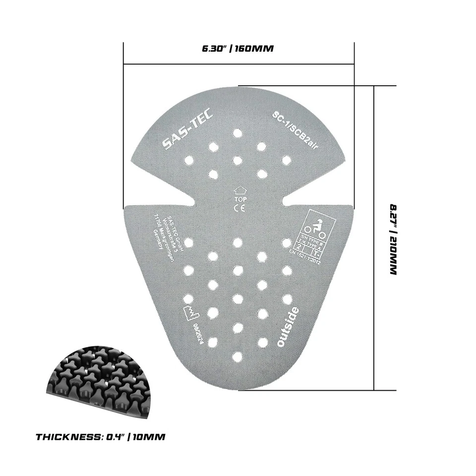 Insertos de armadura articulada SAS-TEC SC-1/SCB2air CE nivel 2 con cortes flexibles laterales | Goodrevs Foto 3 de 4