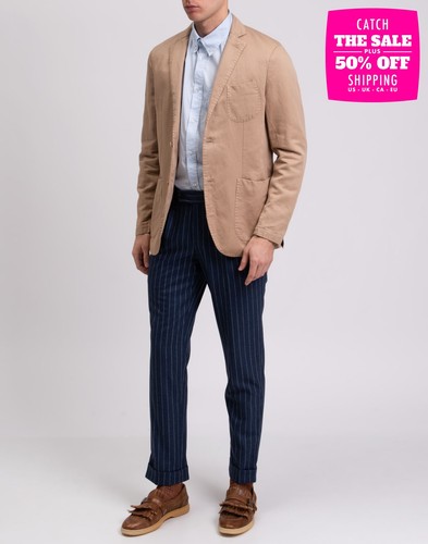 RRP €399 AT.P.CO Blazer Jacket IT48 US38 M Linen Blend Beige Single-Breasted