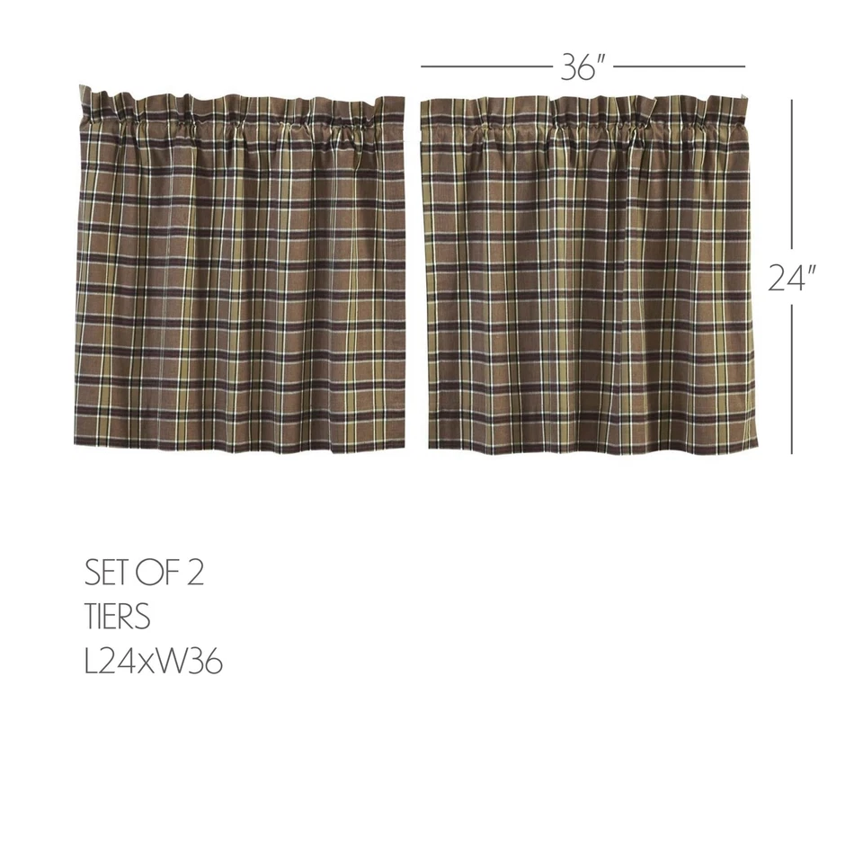 Juego de cortinas Wyatt caqui (2 Swag 36x16; 2 niveles 24x36) marcas VHC Foto 4 de 4