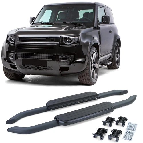 Pedane Tubi Laterali Alluminio Nero,per Land Rover Defender L663 90 dal 2019 - Foto 1 di 5