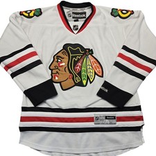 Chicago Blackhawks Jersey Mens L White NHL Hockey Reebok Authentic Patch
