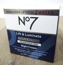 NEW NO 7 LIFT & LUMINATE TRIPLE ACTION NIGHT CREAM 1.69 FL OZ ANTI-AGING WRINKLE