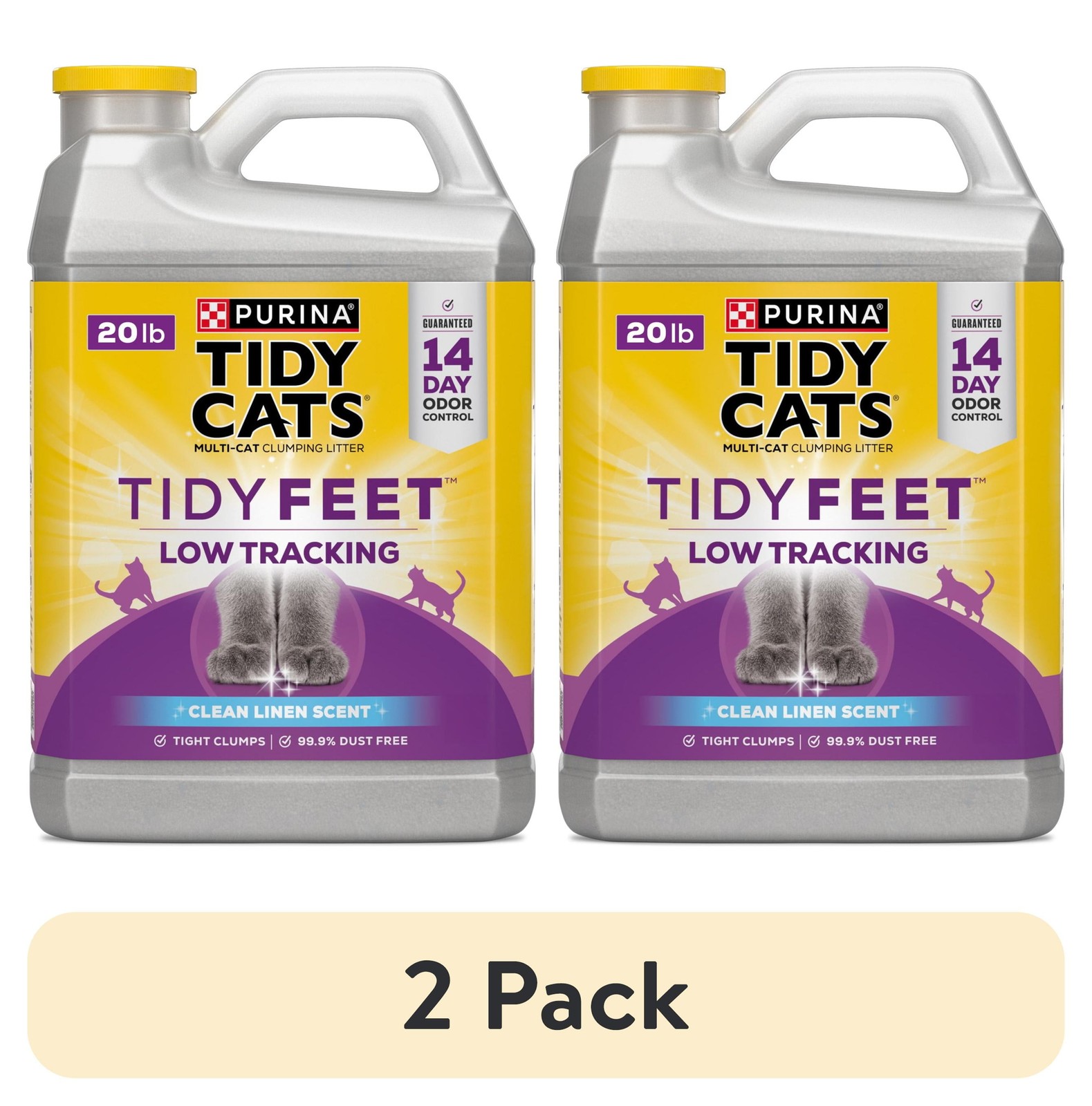 Purina Tidy Cats Tidy Feet Clumping Litter 2pk - 20lb Jug, Low Dust