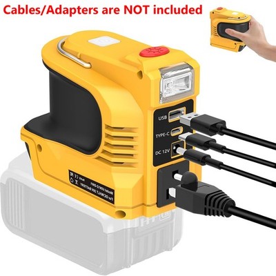 1x 220W Power Inverter for DeWalt 20V Max Battery USB-C PD 18W AC 110V LED Light