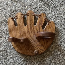 Baseball Mitt Wood Wall Decor  Holder. Folk Art. Hangs Bat , Ball and Hat