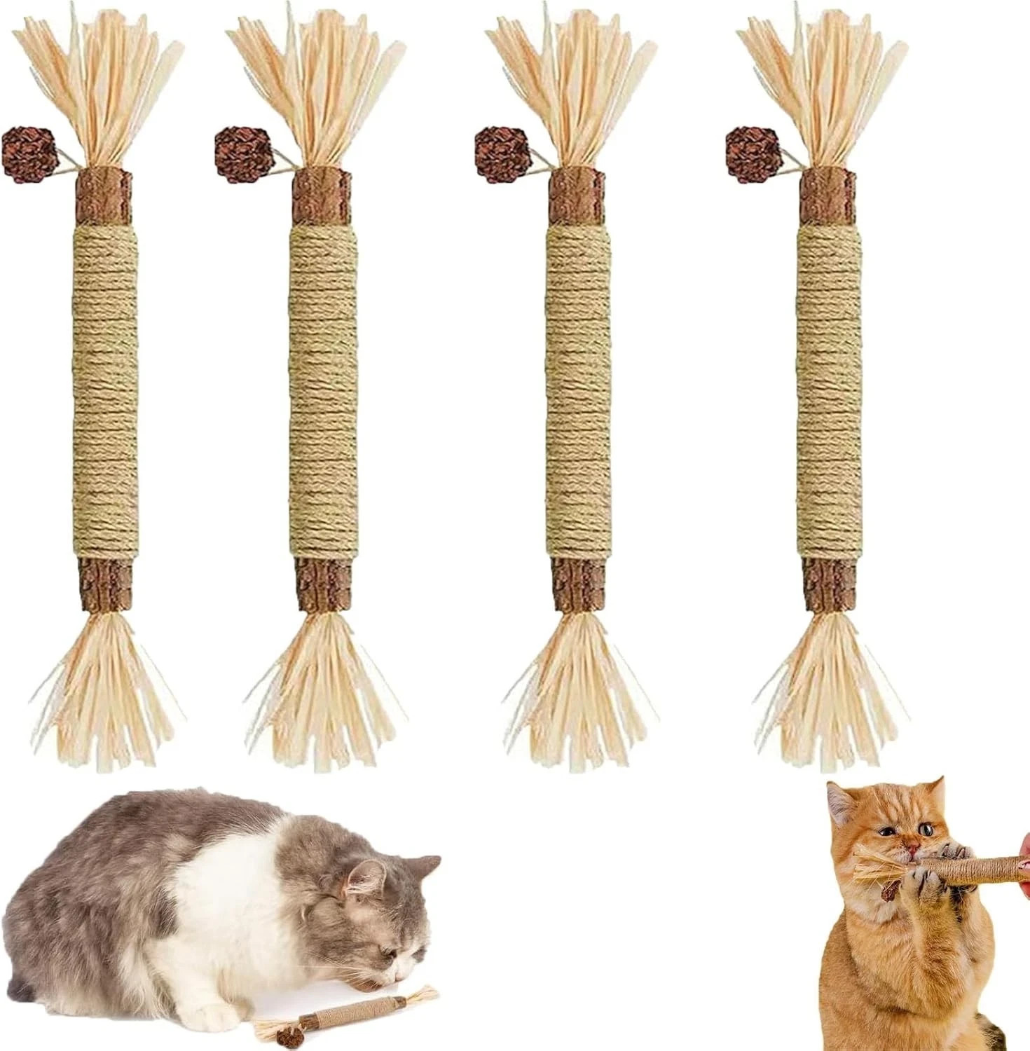 4Pcs Natural Silvervine Dental Sticks For Cats,Dental Care and Stress Relief  AU — image 6