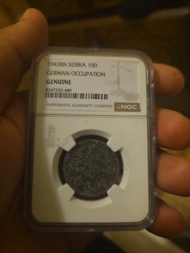 1943BN Serbia 10D (Dinara) German Occupation Coin - NGC Certified Genuine SUPERB