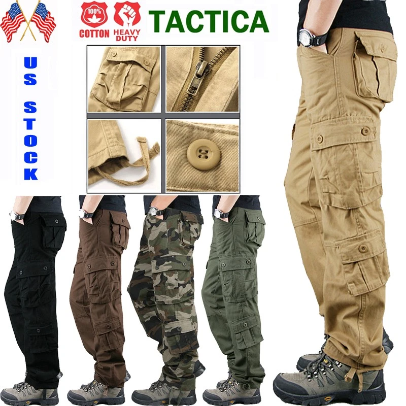 Men's Camouflage Cargo Pants 8-Pocket Cotton Military Tactical Work Trouser
Opens in a new window or