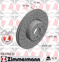 2X Bremsscheibe Formula F Zimmermann 150.2906.32 FüR BMW F22 F32 F20 F30 F21 F23