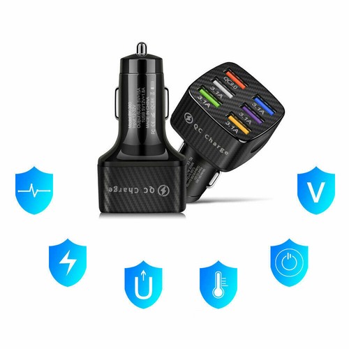 6 USB 15A QC3.0 Car Charger Cigarette Lighter Slot Super Fast Charging Adapter - Photo 9 sur 11
