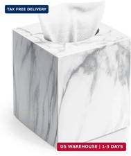 Square Tissue Box Cover, Marble Modern Facial Paper Holder, Cube Acrylic Tissue