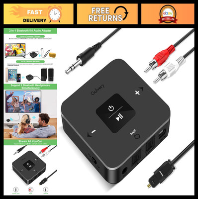 2-in-1 Bluetooth 5.0 Transmitter & Receiver for TV, PC, Home Stereo, 25H Playtim