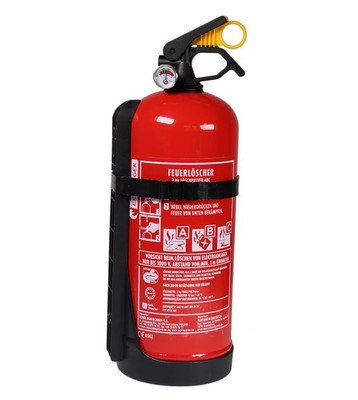 Auto-Feuerlöscher Pulver ''GP-2x'' ABC mit Halterung 2 kg mit Manometer DIN EN3-7