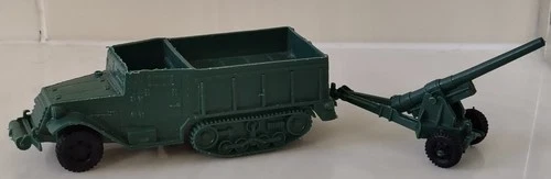 Vintage 1963 Marx WW 2 Half Track w/ Artillery Field Cannon
