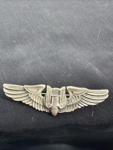 Vintage 1940s Original WW2 US Army Air Force Aerial Gunner Wings 2" Pin Sterling