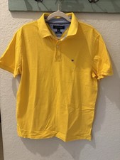 Tommy Hilfiger Yellow Polo Shirt Men s M Regular Fit Short Sleeve Button Logo