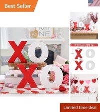 Valentines Day Decor-Wooden XOXO Tabletop Sign-Classic White Red Valentines D...