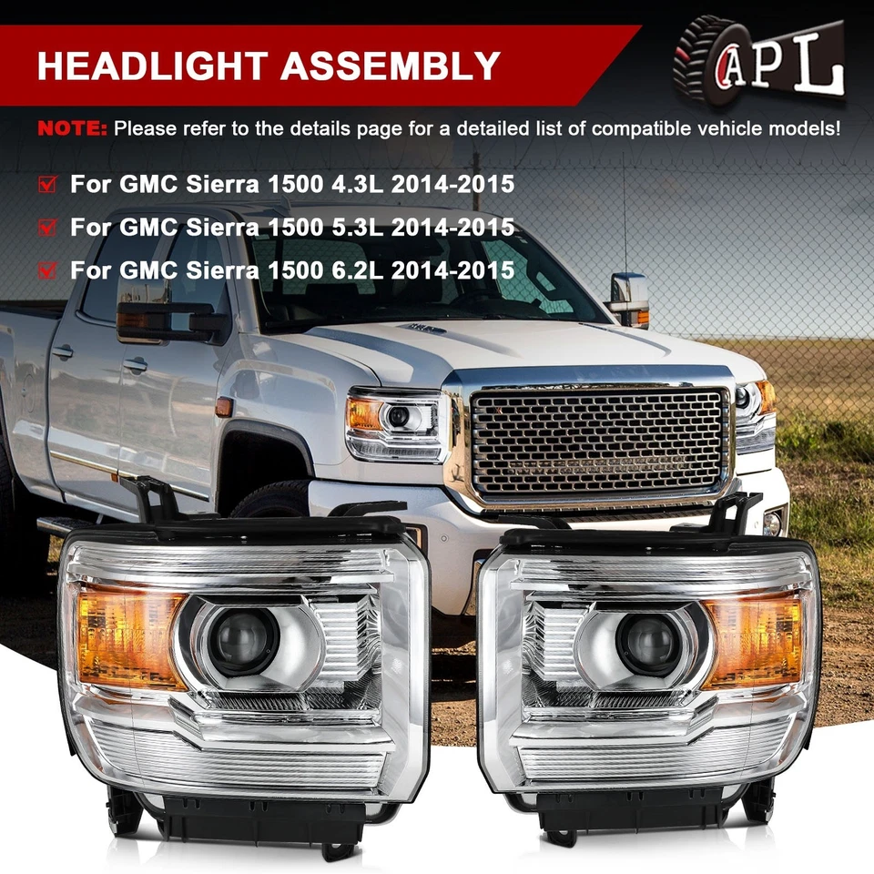Proyector faros LED DRL 2 PIEZAS para GMC Sierra 1500 2500HD 3500HD 2014 2015 Foto 2 de 4