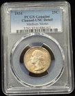 PCGS UNC Detail 1934 US Washington Quarter Silver Coin 25C Medium Motto -163