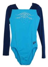 GK Elite Gymnastics Long Sleeve Leotard Light Blue Torso Adult Extra Small