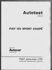 Fiat 124 Sport Coupe 1438cc Road Test 1968-1969 UK Market Sales Brochure Autocar