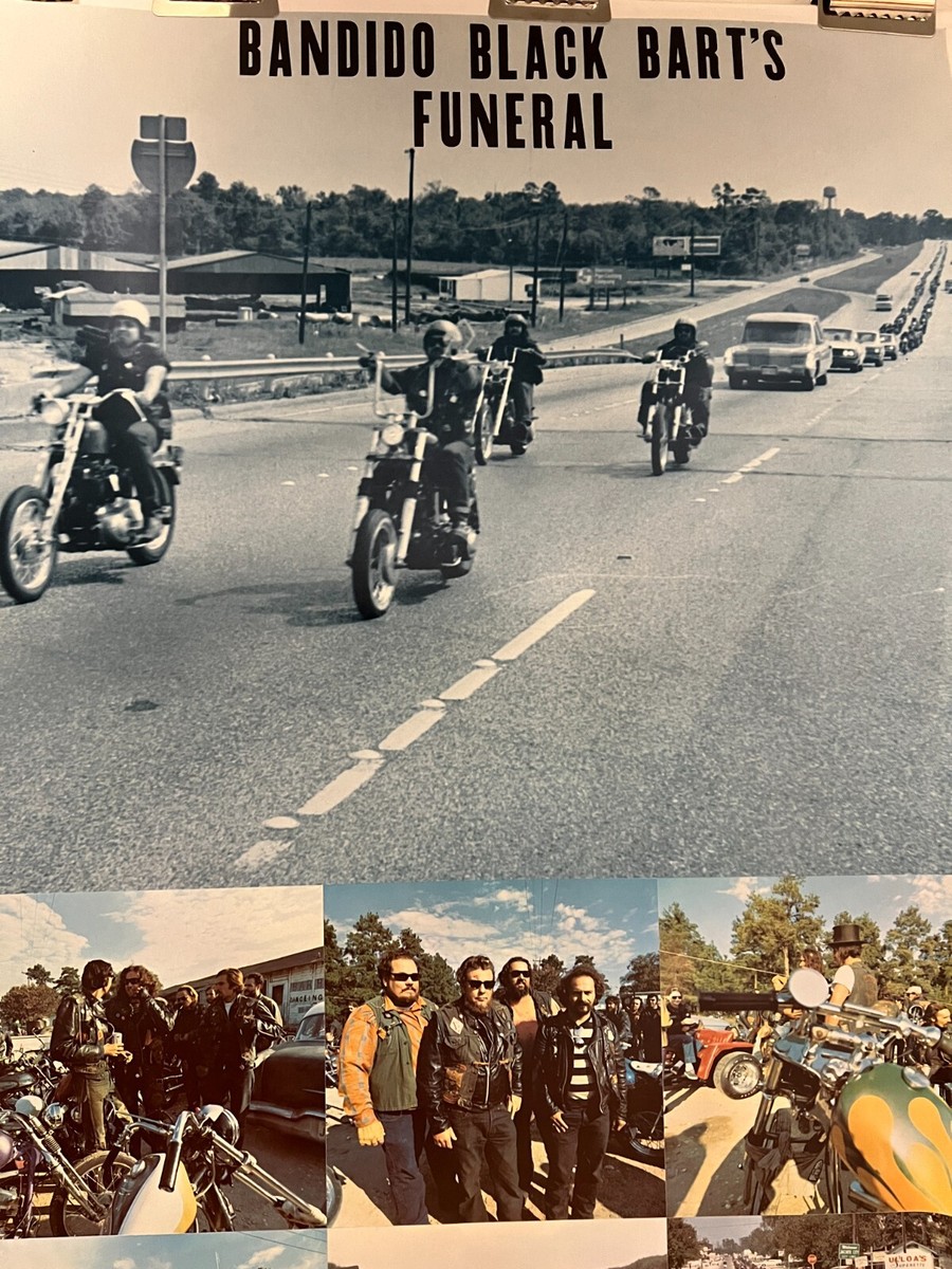 [Meltdownbeat 専用] Bandidos MC 1970 Houst 1970 Black Bart's Bandidos Funeral MC Houston Poster Co 1% FTW 13