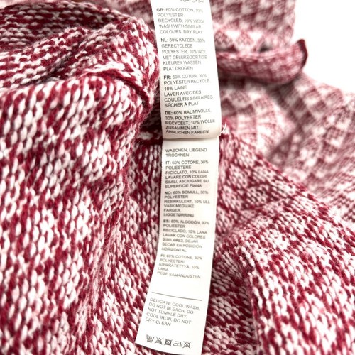 Fat Face Cowl Neck Pullover Sweater Diamond Pattern Knit Top Red White L - Picture 6 of 7
