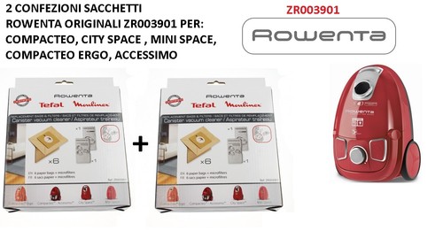 SACCHETTI ASPIRAPOLVERE ROWENTA ORIGINALI ZR003901 COMPACTEO ERGO CITY  SPACE | eBay