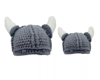 Wikinger Viking Mütze Wintermütze Wollmütze Helm Kinder Erwachsene Vater Sohn