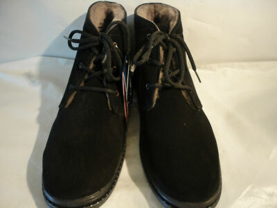 NIB Pajar Max Black Suede Sheepskin Lined Ankle Boots Men display picture 2