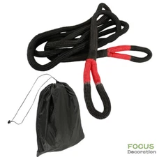 1" × 20' Heavy Duty Kinetic Energy Recovery Tow Rope 33900 LBS W/Bag Black/Red